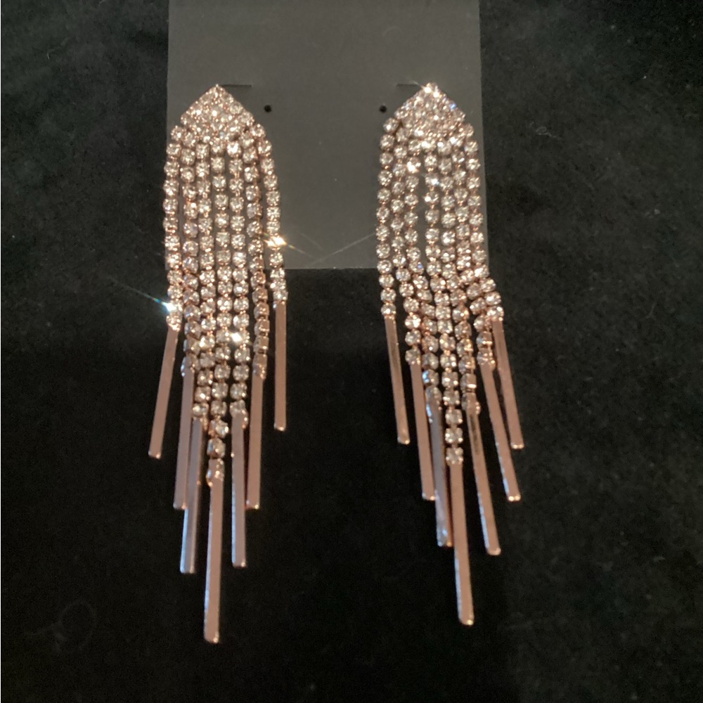 Off Park White Crystal Gold Tone Earrings